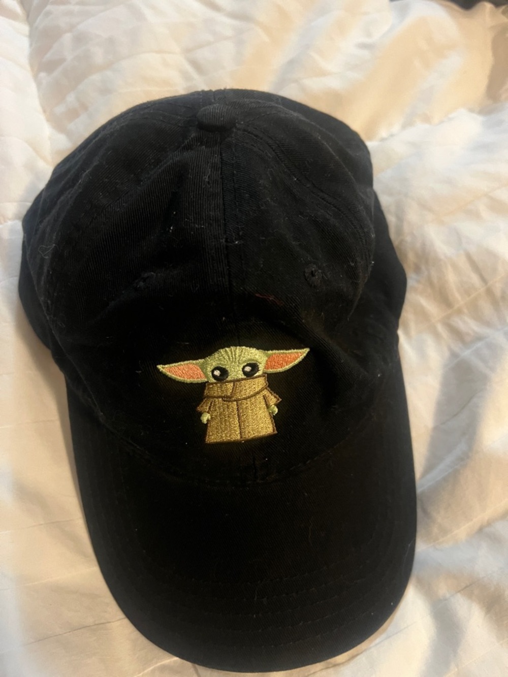 Disney Black Kids Hat with Green Baby Yoda Embroidery